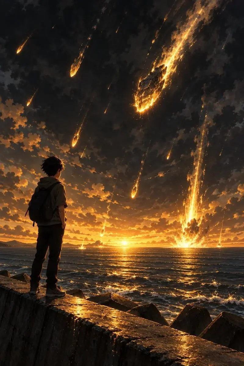 《群星坠落之夜》电影海报，2026 年日本科幻、灾难题材